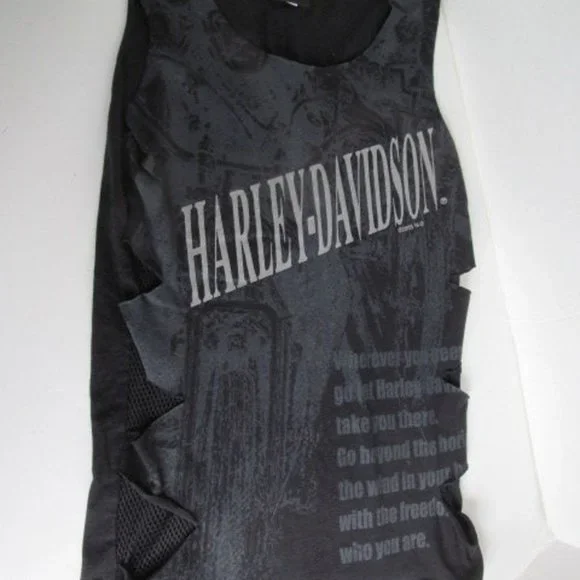 SOLD Distressed Cut Outs Womens sz s Harley Davidson T Shirt Womens small Harley - Picture 3 of 6